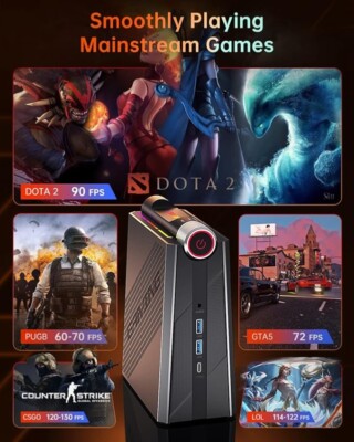 4K Game Mini PC Windows 11 AMD Ryzen 7 7735HS 32GB DDR5 512GB M.2 NVME SSD WiFi 