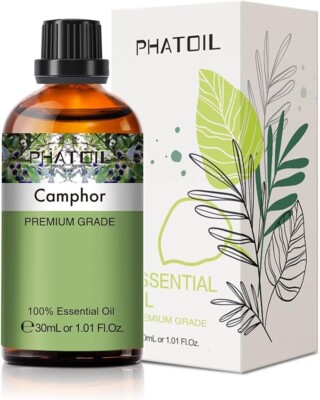 Camphor Essential Oil, 1.01Fl.Oz (30ML) PHATOIL Pure Essential Oil Singles for..