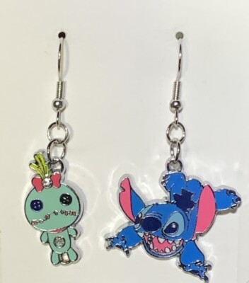Silver Stitch & Scrump From Lilo & Stitch Drop Dangle Earrings!!