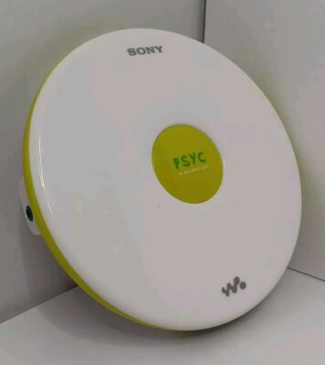 Vtg Sony Psyc Portable CD Walkman D-EJ010 White Lime Green Version Tested *READ*