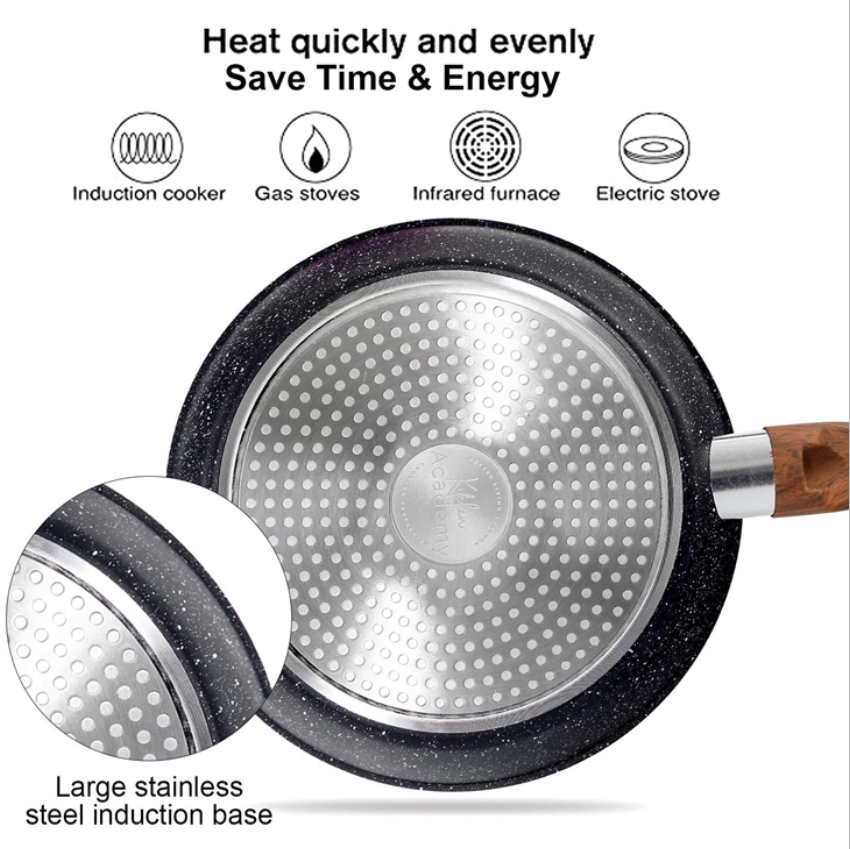 12 Pieces Kitchen Pots & Pans Set Nonstick Cookware Set Granite Coated w/ Lid