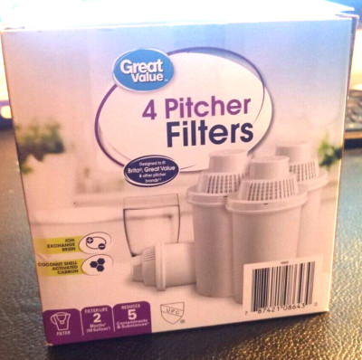1 Box 4 Count Great Value Universal Pitcher Replacement Filters Totalu