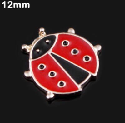 BUTTON CHARM FITS GINGER SNAPS STYLE JEWELRY MINI 12MM SIZE LADYBUG RED #6