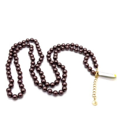 Charter Club Necklace Imitation 7mm Pearl Mocha Brown 42'' +2'' Long Gold-tone
