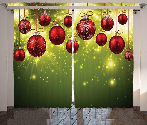 Ambesonne Christmas Curtains Vibrant Colored New Year 108 X 84