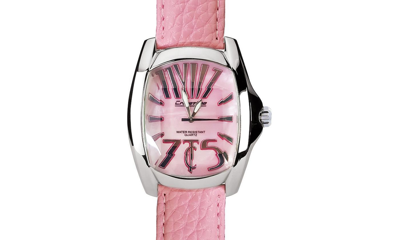 Orologio Da Polso Cronotime in Pelle Rosa Vetro Prismatico Quarzo Myota  Baf