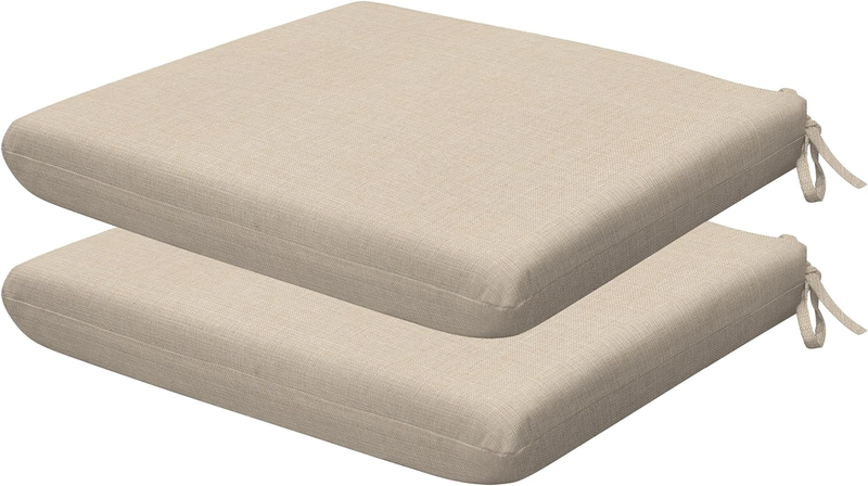Outdoor Heritage Set of 2 Seat Pads, 18 X 17.5, Textured Solid Almond Universal Chair Cushions for Patio Furniture
