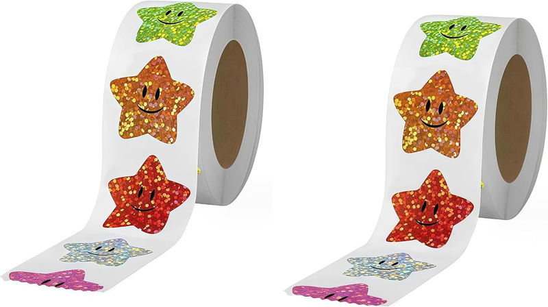 2 Rolls Colorfuls Star Stickers, Labeling 700 Pieces/Roll,1 Inch Self Adhesive M
