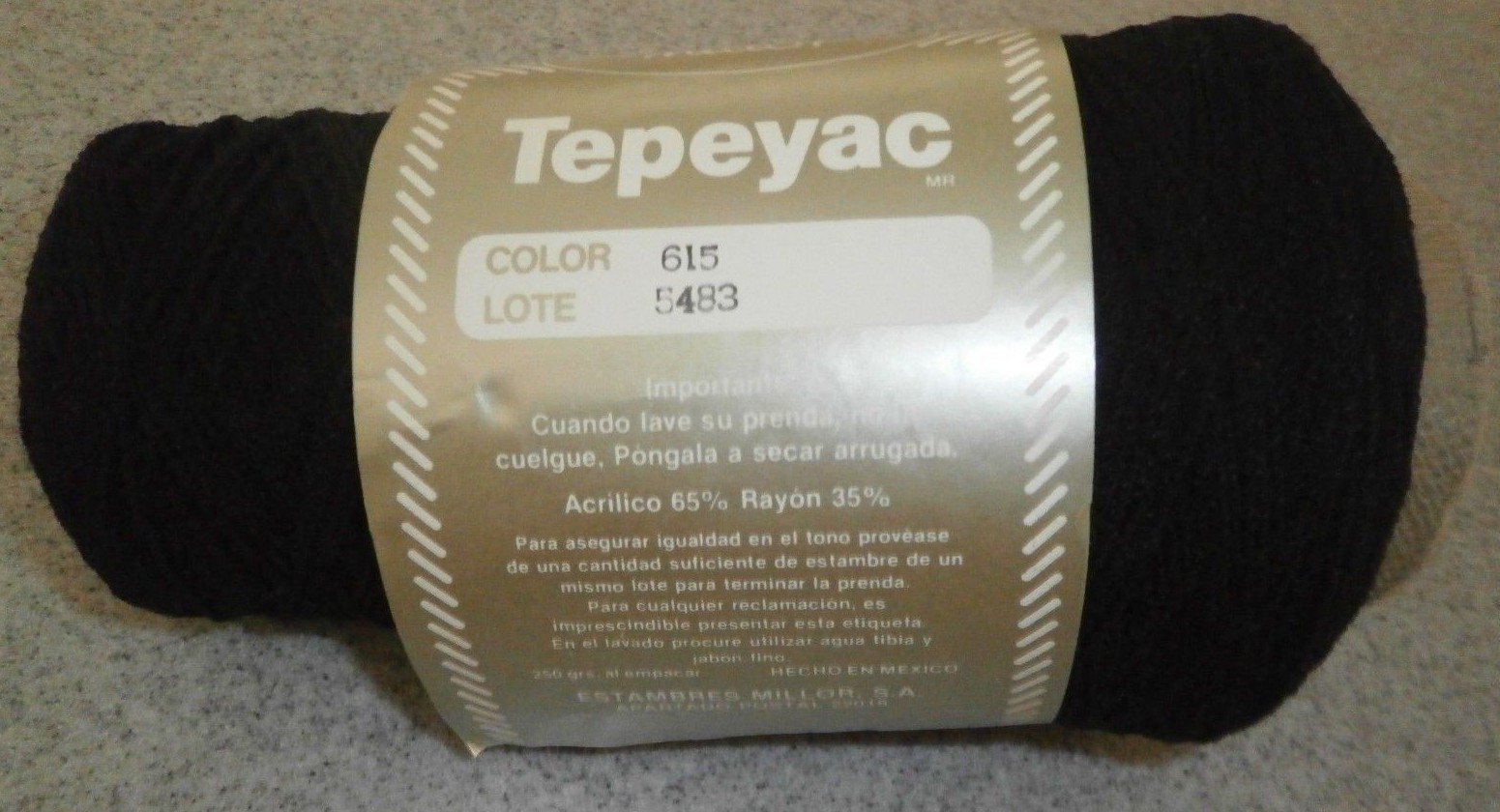 Black Yarn On Cone Tepeyac Color # 615 Lot 5483 Millor