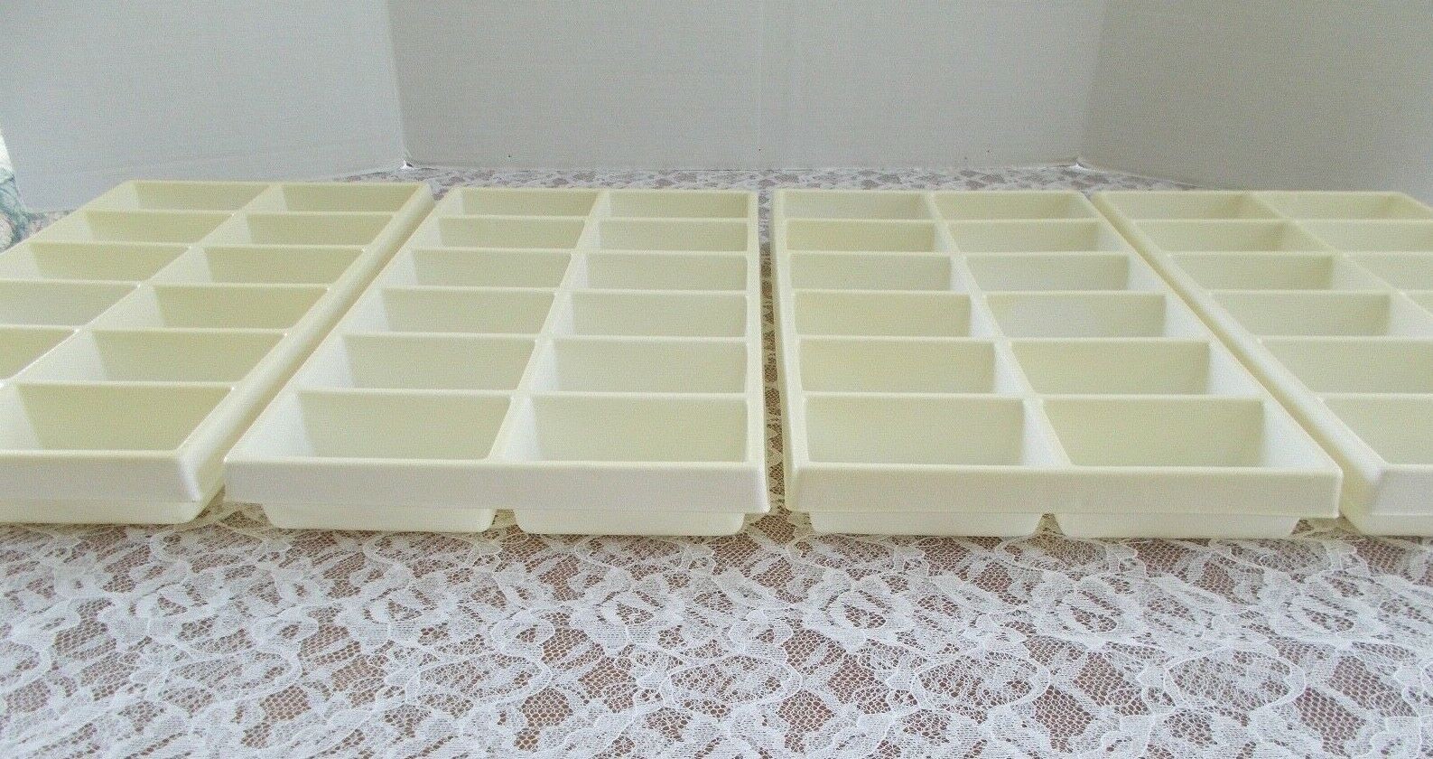 Plastic Organizer Trays For Jewelry, Crafts, Etc. Set of 4 Beige 12 Compartments