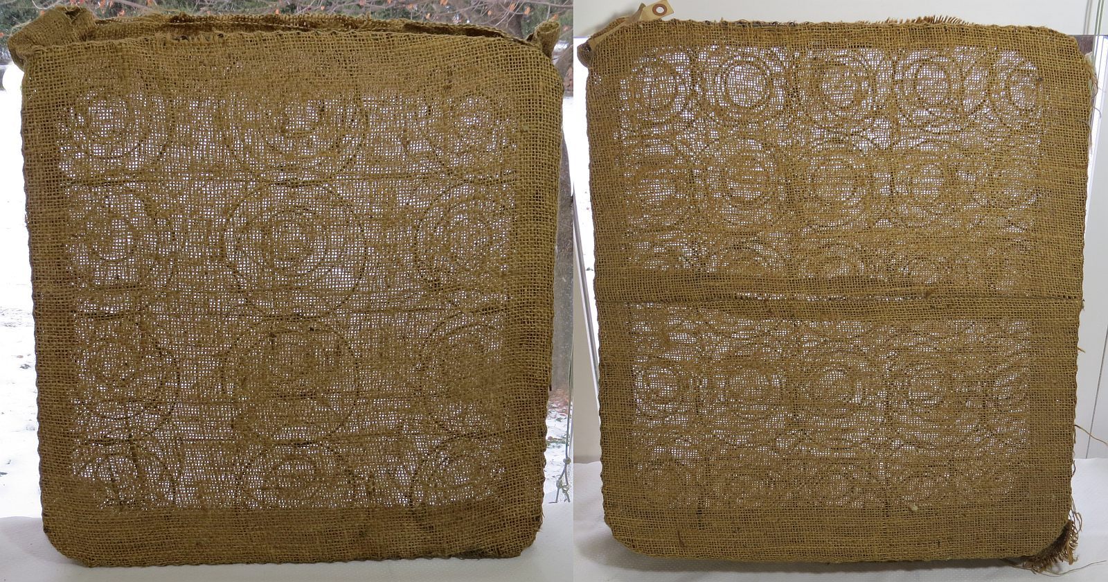 2 VTG Upholstery Burlap Covered Spring Units For Morris Chair