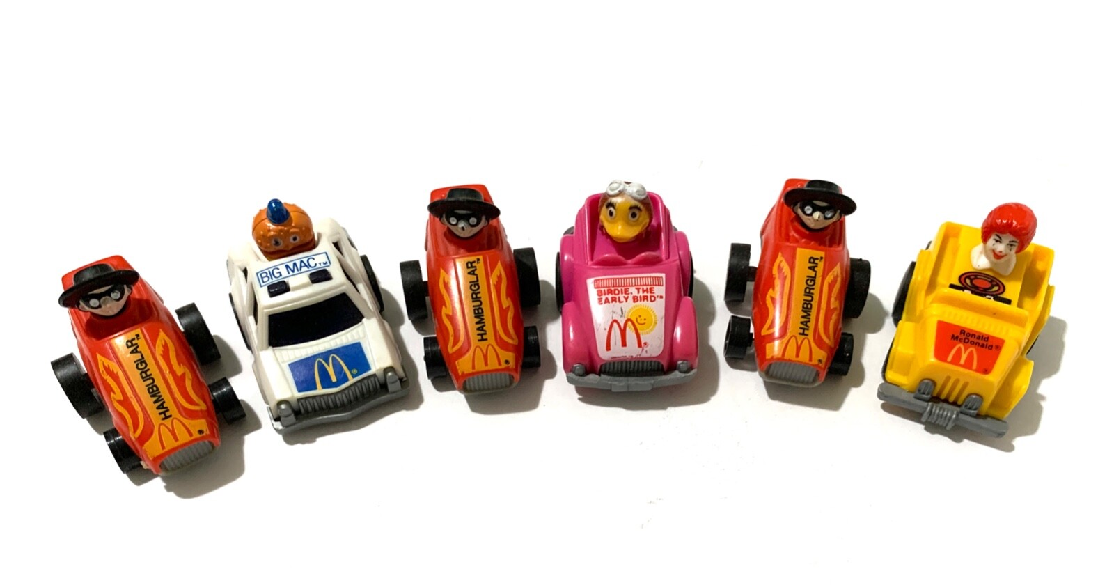 McDonalds Happy Meal Pull Back Toy Cars Lot of 6 Burglar Big Mac Birdie
