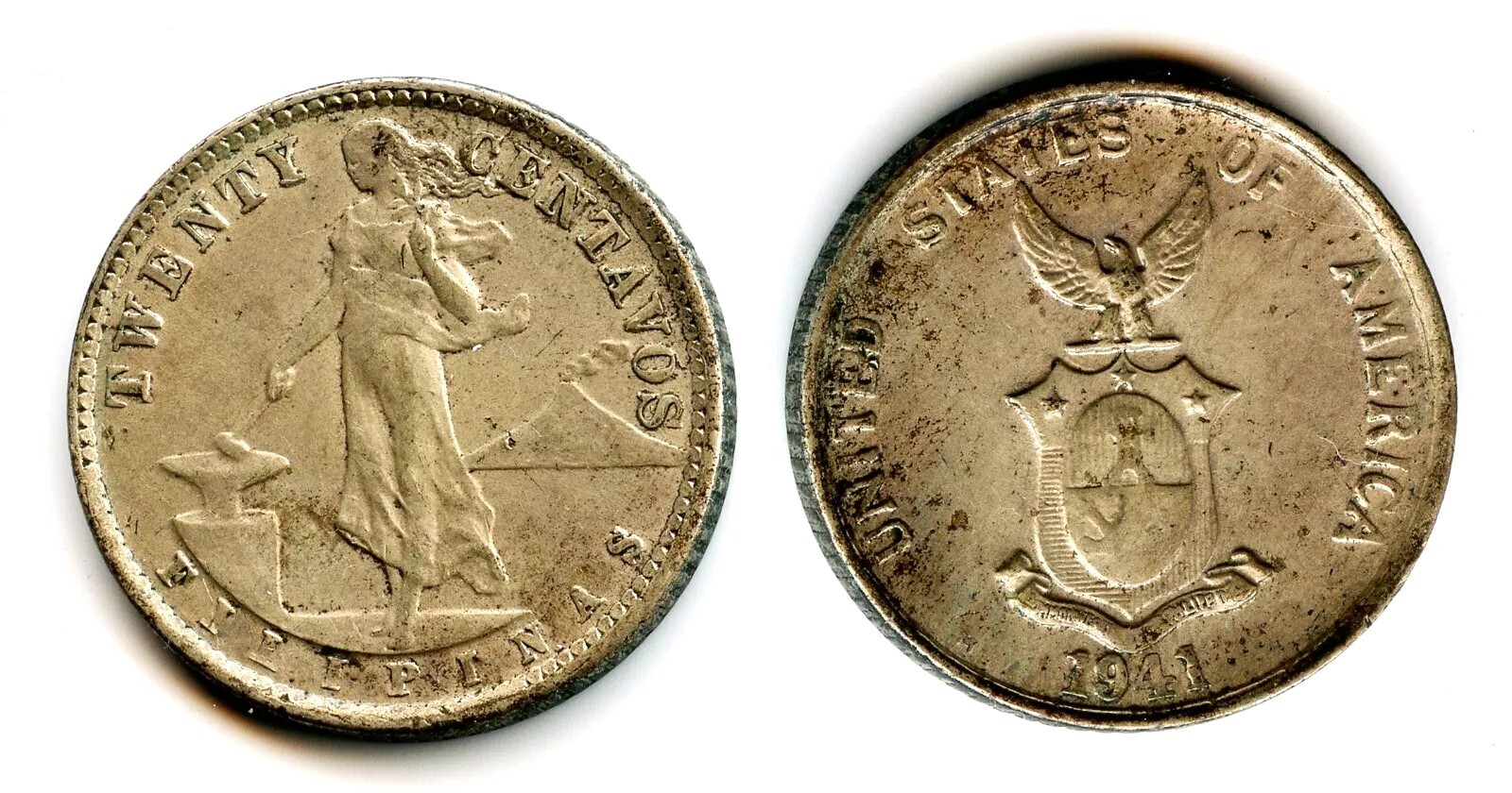 アメリカ領フィリピン 1905年 S 20Centavos 銀貨 アメリカ領フィリピン 1905年 S 20Centavos 銀貨