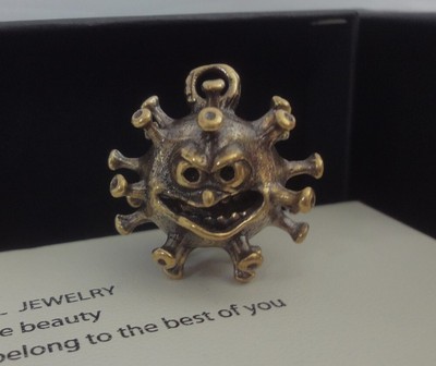 Curio Solid Brass Copper Virus Shape Statue Pendant for Home Decor & Gift Box