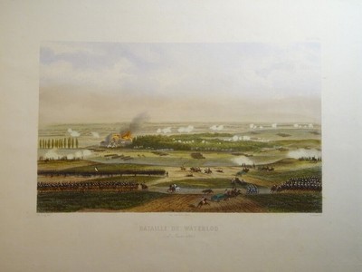 Theodor JUNG GROSSE FARBGRAVUR SCHLACHT WATERLOO NAPOLEON EMPIRE 1815