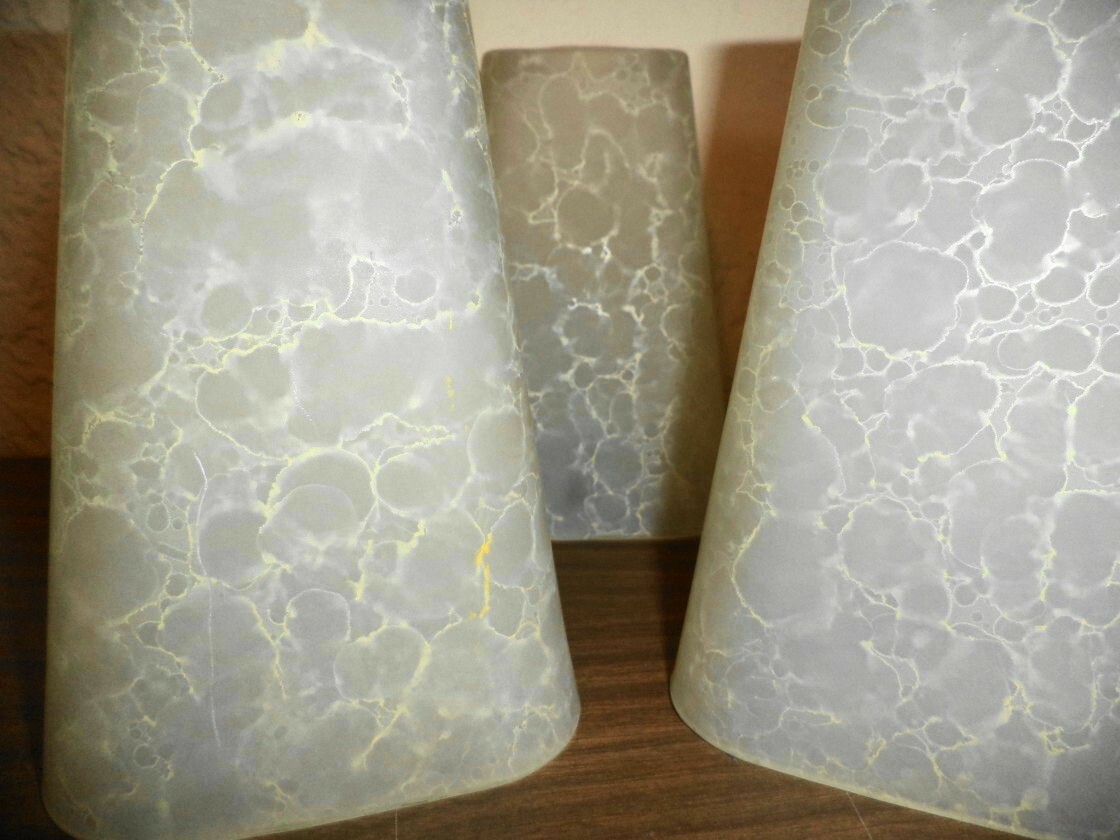 SET 5 VINTAGE LAMP-SHADES FROSTED GLASS MID-CENTURY MODERN STYLE CEILING LIGHTS