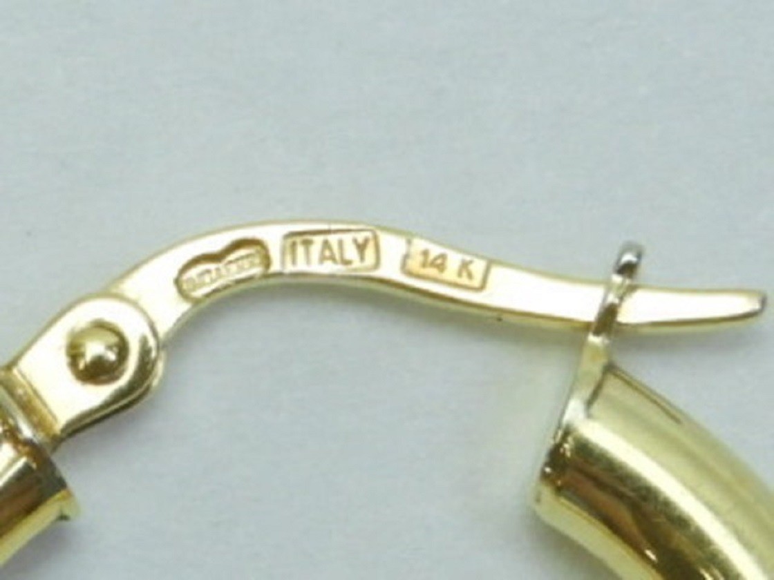 UnoAErre 14 K Gold Half Twist Hoop Earrings,2.2 grams-Italy