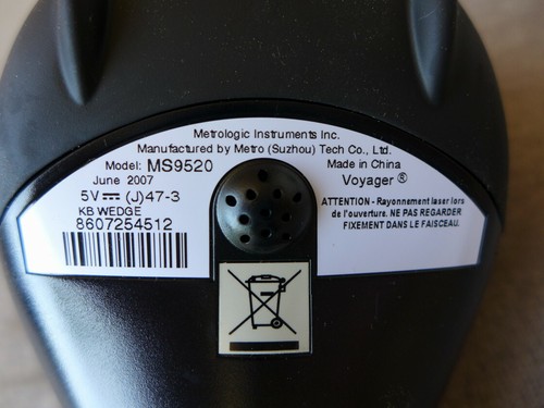 Black Metrologic Voyager MS9520 KB Wedge Scanner