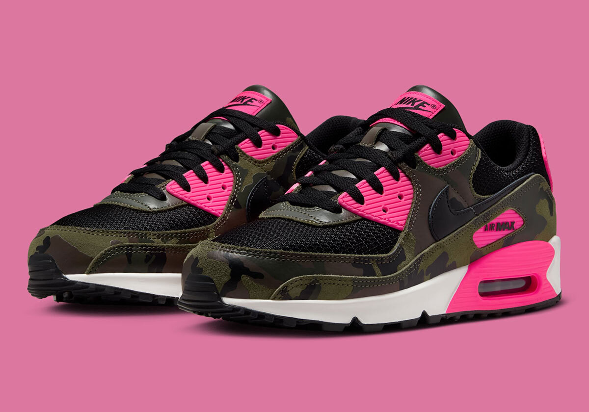 NIKE AIR MAX 90 Camo Pack Mens US 12 Green Pink Casual
