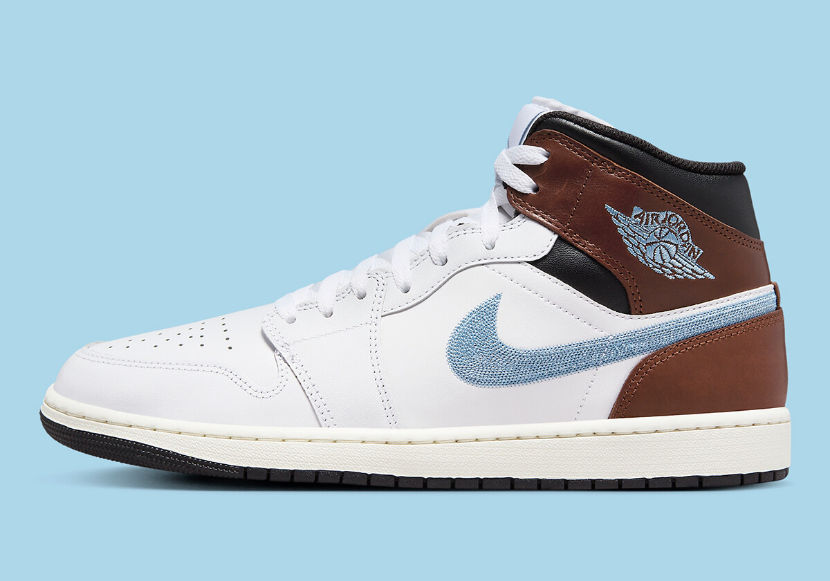 Nike Air Jordan 1 Mid SE Белый синий Серый Коричневый Sail FQ7831-142 sz 10,5 Мужские