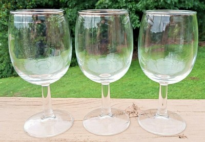 Vintage 3 Wine/Water/Iced Tea Glasses with Silver Trim Footed