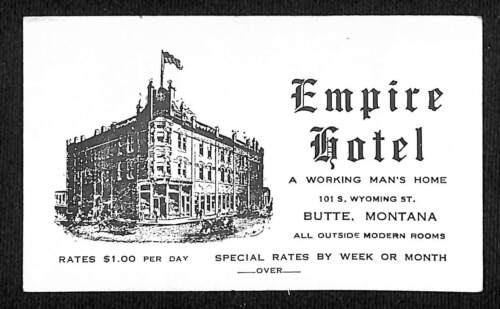 Empire Hotel Butte Montana "A Working Man