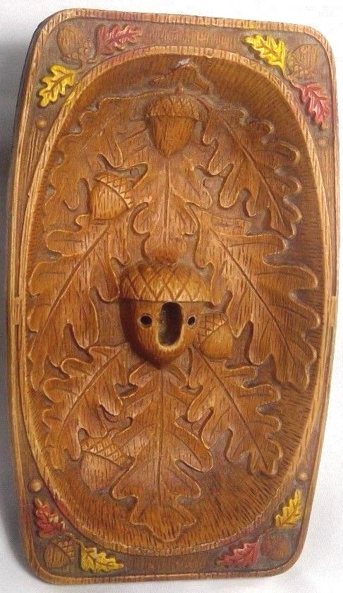 vintage Multi Products Inc oak leaf nut bowl acorn nutcracker holder faux wood