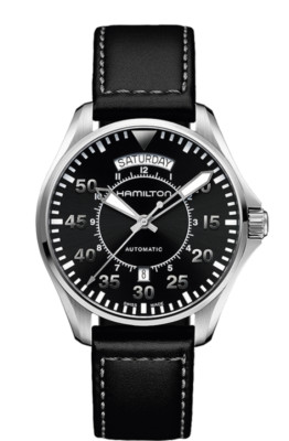 Hamilton Khaki Aviation Pilot Auto Black Dial Leather Band Men's Watch H64615735