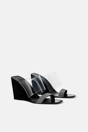 Zara Rhinestone And Vinyl Wedges Size 7.5 EU38 NWT | eBay