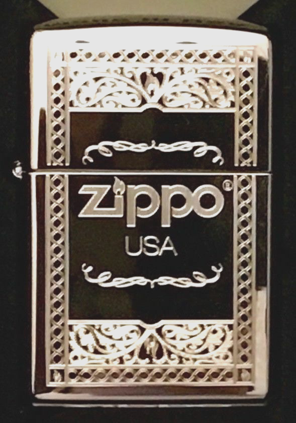 Zippo Windproof Chrome Lighter With Frame Design & Zippo Logo, 31360, New In Box