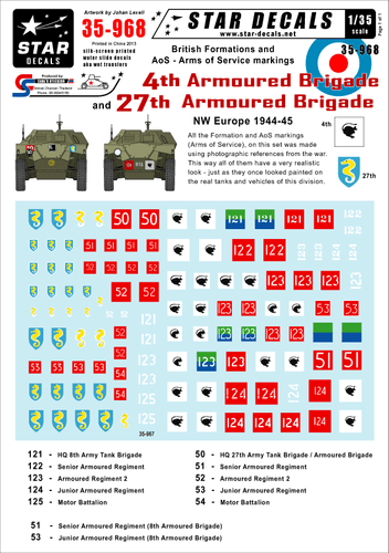 Star Decals 1/35  British 4th and 27th Armoured Brigades Markings decal 35968