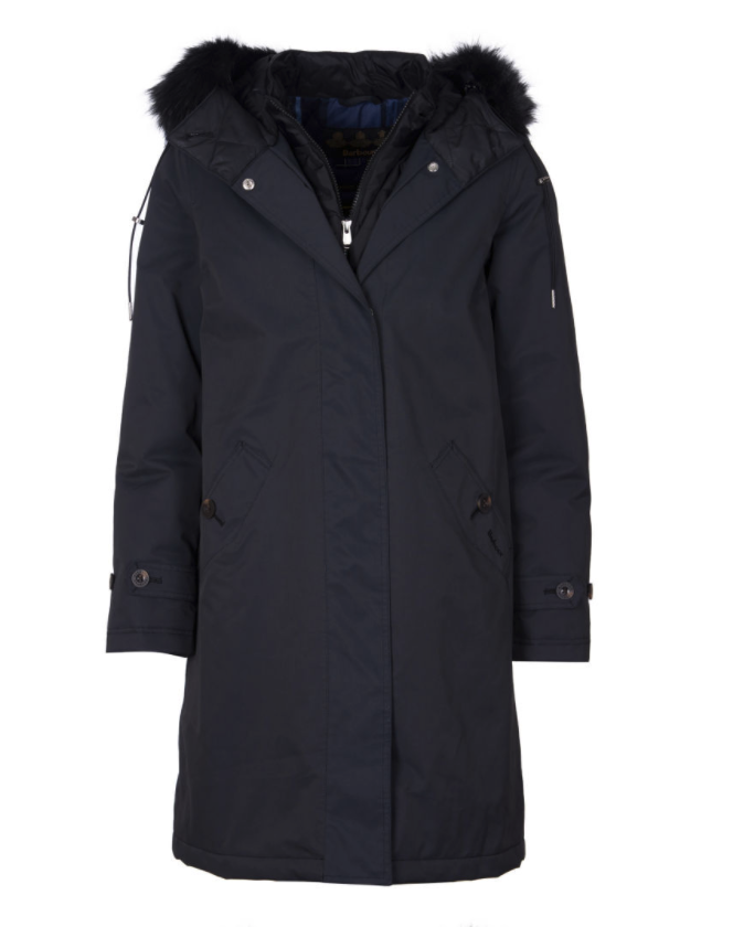 Pre owned Barbour Braan Women s Waterproof Faux Fur Trim Hooded