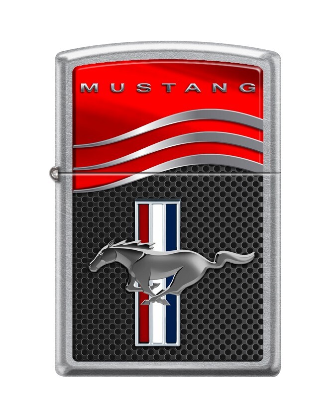 Zippo 4034, Ford Mustang, уличная зажигалка с хромированной отделкой