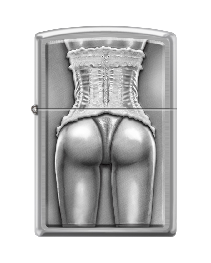 Zippo 2446, сексуальная женщина в корсете, зажигалка с матовым хромированным покрытием