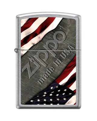 Zippo 1276, Флаг США, Сделано в США, Уличная хромированная зажигалка