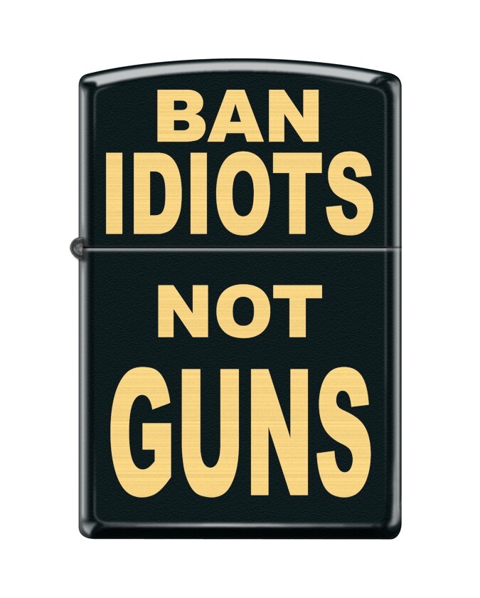 Zippo 2662, Ban Idiots-Not Guns, классическая черная матовая зажигалка