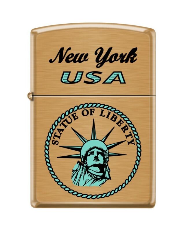 Zippo 6274, New York &  Statue of Liberty, Brushed Brass Finish Lighter