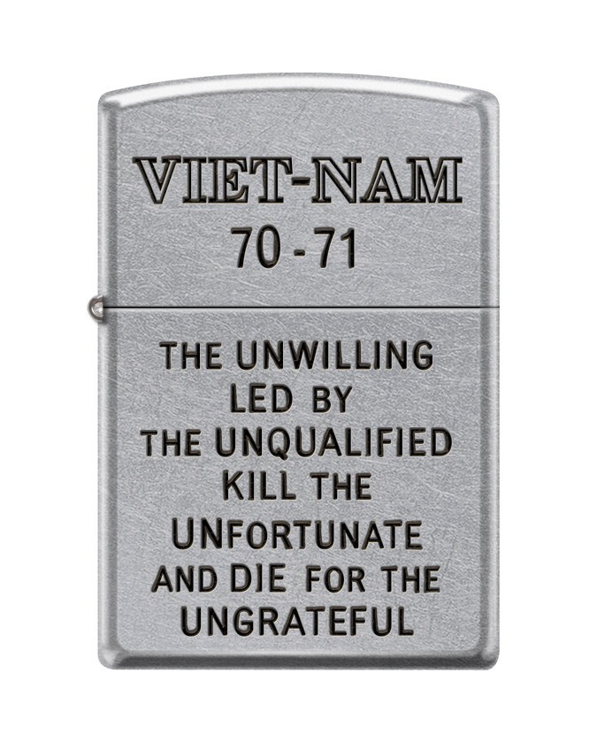 Zippo 0686, Вьетнам 70-71, Нежелающий-Неквалифицированный-Неблагодарный, Хромированная зажигалка