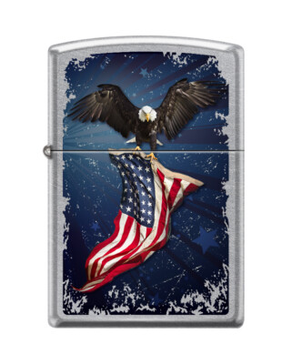 Zippo 7499, флаг США и орел, уличная зажигалка с хромированной отделкой