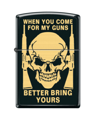 Zippo 2709, "Когда ты придешь за моим оружием - лучше принеси свое", черная матовая зажигалка