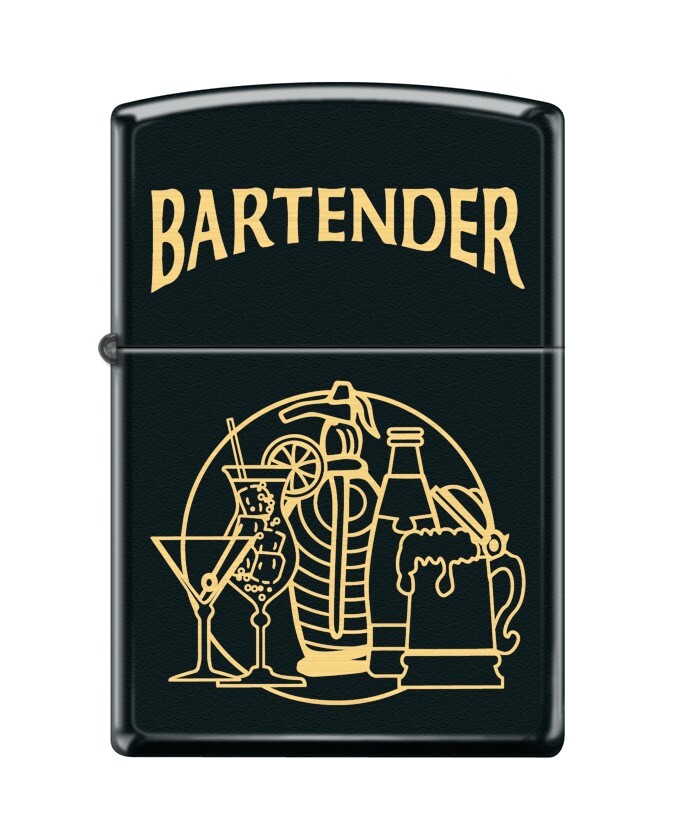 Zippo 5030, Bartender Design, черная матовая зажигалка