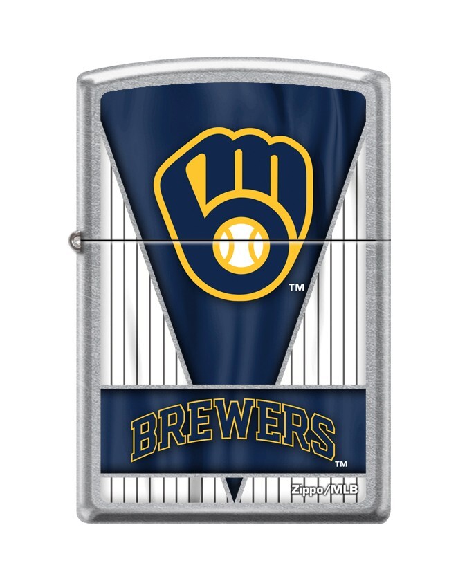 Zippo 5416, зажигалка Milwaukee Brewers, MLB, отделка Street Chrome