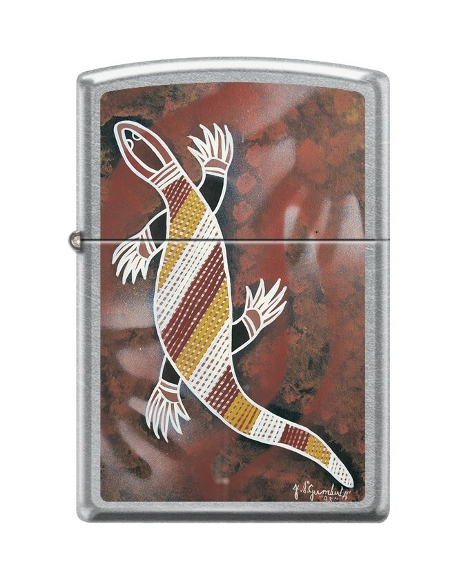 Zippo 4447, дизайн John Smith Gumbula Lizard, уличная зажигалка с хромированной отделкой