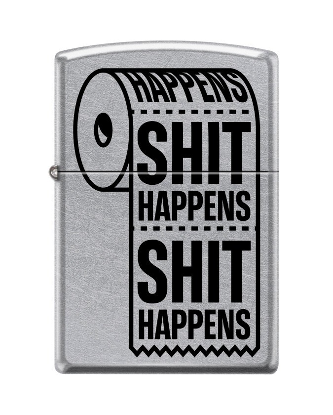 Zippo 6886, S*** Happens Design, уличная зажигалка с хромированной отделкой