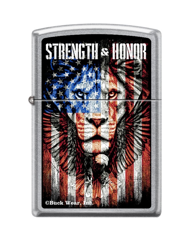 Zippo 8856 Buck Wear, Strength & Honor, уличная хромированная зажигалка