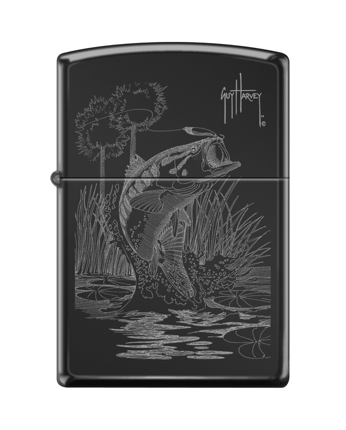 Zippo 46728, дизайн Guy Harvey Fishing, черная полированная зажигалка, НОВАЯ