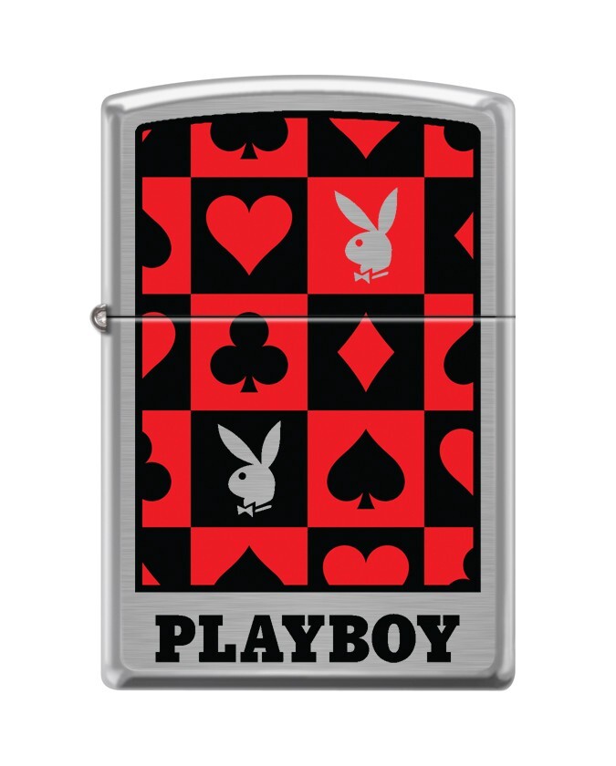 Зажигалка Zippo 46733 с рисунком кролика Playboy, Матовая хромированная отделка