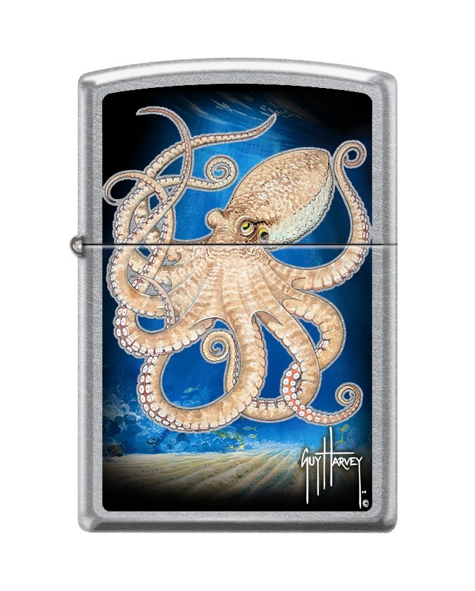 Zippo 46729, Дизайн в стиле осьминога Гая Харви, Уличная хромированная зажигалка, НОВАЯ