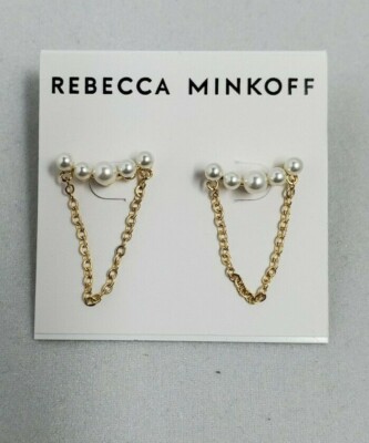 REBECCA MINKOFF PEARL/GOLD EAR E33021R1 retail $38
