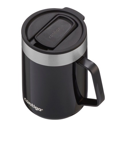 Contigo Stainless Steel Travel Mug, 14 oz, Black with Silver Lid, Splash-Proof